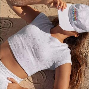 Offline by Aerie Smiley Cropped Terry Shirt